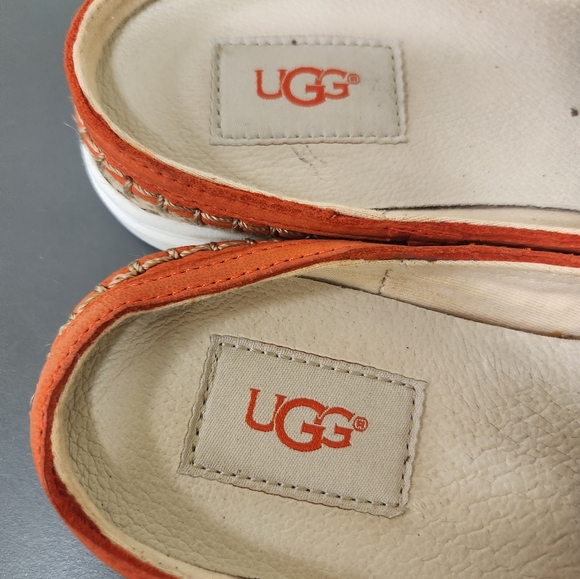 UGG Caleel Leather Orange Slip-On Mules Sz 6.5 - Picture 7 of 10